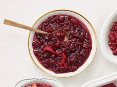 cranberry sauce in two bowls with spoons