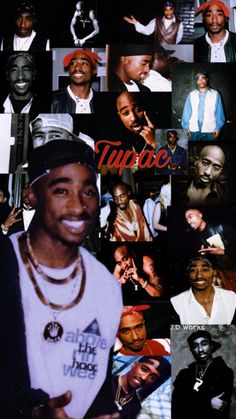 a collage of black men and women in various poses, with the caption tupacco above them