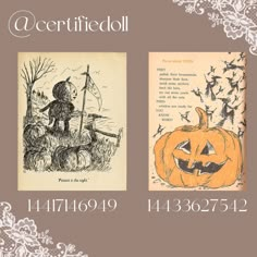 two halloween cards with pumpkins on them