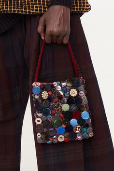 Quirky Bags, Fabric Bag Design, Leather Embroidery, Unique Tote Bag, Beaded Strap, Embellished Bags, Fabric Purses, Embroidery Bags, Rug Bag