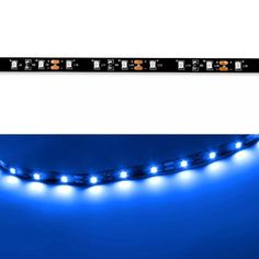 blue led strip light with white lights on the side and an image of a black background