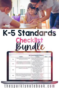 the k - 5 standards checklist bundle with text overlay