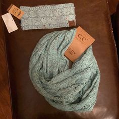 Cc Headband And Infinity Scarf! Brand New With Tags! Cc Headband, Cc Beanie, Animal Print Scarf, Sweater Scarf, Checked Scarf, Distressed Boyfriend Jeans, Knit Infinity Scarf, Boho Braids, Olive Green Color