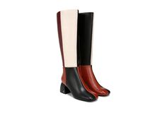 Circus NY by Sam Edelman Oaklyn - Women's Boots : Black/Cognac/Ivory : Meet your new fall statement boot, the Circus By Sam Edelman Oaklyn! With a squared toe and chunky block heel, these knee-high boots are the perfect pairing for midi dresses- a match made in fashion heaven. Leather upper. Polyurethane lining and insole. Zippered side closure. Rubber outsole. Imported. Measurements: Heel Height: 2 3 8 in Weight: 1 lb Circumference: 15 1 6 in Product measurements were taken using size 7, width M. Please note that measurements may vary by size. Fall Faux Leather Knee-high Boots With Zipper, Circus By Sam Edelman Boots, Cream Medium Width Ankle-high Boots, Merrell Hiking Boots, Brown Ankle-high Moto Boots With Zipper, Brown Knee-high Heeled Boots With Zipper Closure, Chunky Block Heels, Black Boots Women, Mid Calf Boots