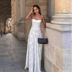 Olivia Mark - Lace Floral Patterned Sleeveless Dress with Embroidery, Elegant Evening Gown Lamé Fabric, Spaghetti Strap Maxi Dress, Light Dress, Evening Gowns Elegant, Embroidered Maxi Dress, Suspender Dress, Style Maxi Dress, Floor Length Dresses, Spaghetti Strap Dresses