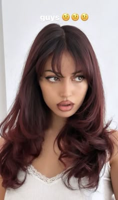 Red Gloss On Black Hair, Subtle Cherry Red Hair, Dark Root Red Hair, Top Dyed Hair, Subtle Hair Dye, Red Hair With Dark Roots, Subtle Red Hair, Red Hair On Brown Skin, Hair Color Cherry Coke