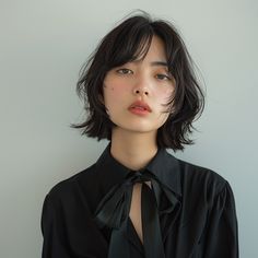 Chin Length Hair Asian, Asian Haircuts Short, Short Asian Hair, Short Hair Perm, Asian Hair Bob, Korean Bob Haircut, Artist Hairstyles, Perm Short Hair, Bob Perm