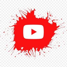 a red and white background with some paint splatters on it, including the youtube logo