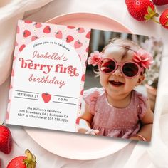 Berry First Birthday 1st Birthday Invitations 1st Birthday Invitations & Invitation Templates | Zazzle Strawberry Invitations, Berry First Birthday Party, Birthday Party Food