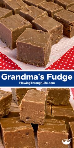 there are many pieces of fudge cake on the table and one piece is cut into squares