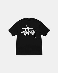 Oversized tee in midweight 6.5oz cotton jersey. Screenprinted with the Stüssy basic stock logo. - Shortsleeve - Ribbed collar - Runs large - Unisex - Material: 100% cotton - Imported Black And White Logos, Couple Tshirts, Basic Tee, Knit Shirt, Oversized Tee, Dream Clothes, Dye T Shirt, Dream Wardrobe, Mens Tees