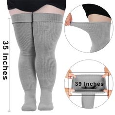 Womens Plus Size Thigh High Socks-Grey Casual Gray Thigh-high Socks, Casual Gray Thigh High Socks, Fitted Gray Winter Stockings, Cozy Gray Socks For Stocking Stuffers, Stretch Gray Hosiery For Winter, Gray Stretch Knee-high Hosiery, Stretch Gray Knee-high Hosiery, Casual Gray Knee-high Stockings, Gray Leg Warmers For Winter Stocking Stuffer