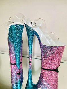 Pleasers Heels, Pole Dancing Outfits, Dancing Outfits, Heels Clear, Dancing Clothes, Pole Dancing Clothes, Pleaser Heels, Custom Glitter