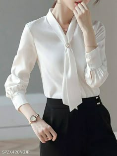 Chiffon Blouses Designs, Boho Sleeveless Dress, White Top Women, Fashion Blouses, Plain Tops, Elegant Blouses, Tie Styles, Cheap Fashion