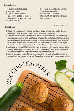 the recipe for zucchini falafels is shown here