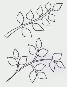 a drawing of two leaves on a branch