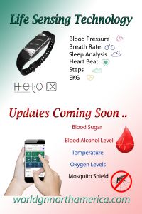 an advertisement for the upcoming blood pressure device, with information about its features and uses