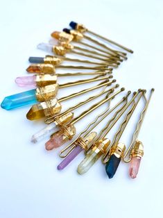 Hair Crystals, Mermaid Pin, Bridesmaid Hair Pins, Aura Quartz Crystal, Top Knots, Crystal Hair Accessories