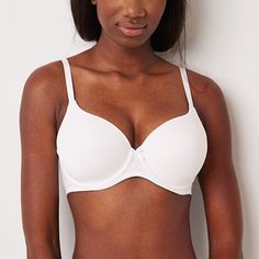 Start your daily style off right with our Ambrielle full coverage bra. This v-neck bra is crafted from smooth organic cotton, gives medium support, and features adjustable shoulder straps and classic hook-and-eye closure at the back. Bra Type: Full Coverage, UnderwireFeatures: Adjustable Straps, Padded, Stretch Fabric, OrganicClosure Type: Hook & Eye, Back ClosureSupport: Medium SupportFiber Content: 83% Cotton, 17% SpandexFabric Description: KnitCare: Hand Wash, Line DryMaterial: CottonCountry White Fitted Bra With Moderate Coverage, White Full Coverage Bra-friendly Tops, Solid Underwire Swimwear, Bra Friendly, Cheap Supportive Intimates With Built-in Bra, Solid Compressive Underwire Bra, Full Coverage Bra, Bra Types, Full Figured, Daily Fashion