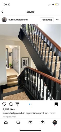 the stairs in this house are black and brown