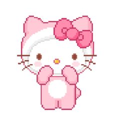 the hello kitty pixel art is shown on a pink background