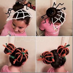 Crazy Hair Day Halloween, Pumpkin Spider Web, Halloweenský Makeup, Crazy Hat Day, Hat Day, Wacky Hair Days, Pumpkin Spider, Crazy Hats