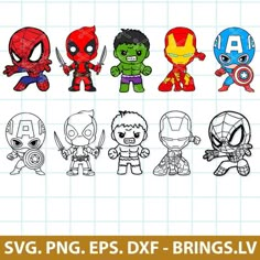 Baby Superheroes SVG Captain America Svg, Hulk Svg, Avengers Svg, Superhero Christmas, Superhero Stickers, Superhero Svg, Baby Marvel, Marvel Paintings, Spiderman Svg