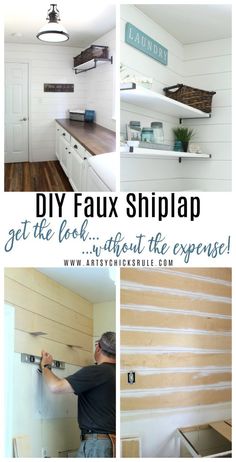 diy faux shiplap in the kitchen