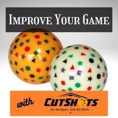 two balls with different designs on them and the words improve your game written below it