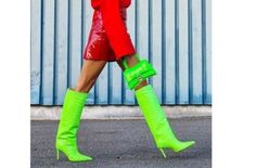 "Birkenstocks" Neon Crocodile Boots Neon Boots, Crocodile Boots, Neon Shoes, Neon Jungle, Nail Bags, Plus Size Corset, Boots Patterns, Printed Casual Dresses, Romper And Jacket