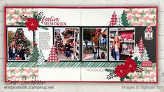 a christmas scrapbook page with red and green decorations