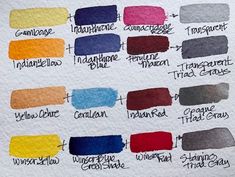 the different shades of watercolor paint on paper