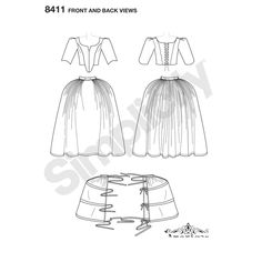 the front and back views of a dress with pleated skirt, which is attached to a