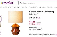 an image of a lamp that is on the web page for boys'ceramic table lamps