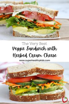 the very best veggie sandwich with herb cream cheese is an easy and healthy lunch idea