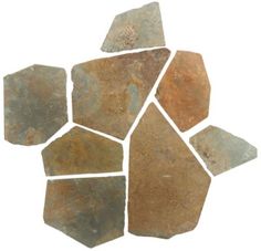 several pieces of stone are arranged in the shape of hexagons on a white background