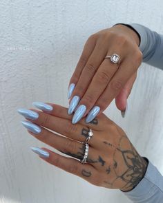 Blue Chrome Nails, Chrome Nails Designs, Colorful Nails, Smink Inspiration, Blue Nail, Metallic Nails, Fire Nails