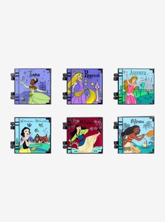 four different disney princesses are shown in this set