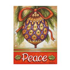 a christmas ornament with the word peace on it