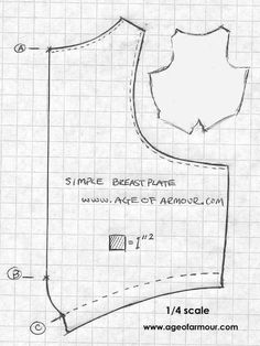 the front and back view of a sewing pattern, with measurements for the top half