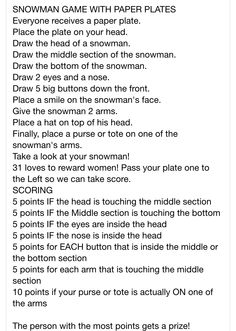 the snowman game with paper plates is shown in black and white, as well as instructions on how to play it