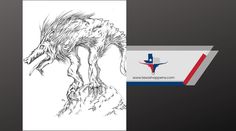 a black and white drawing of a monster on a mountain with the texas flag in the background