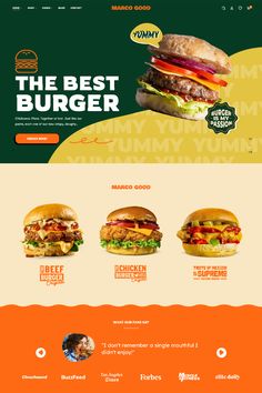 an image of a website page with hamburgers on the front and back pages, which include