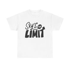 a white t - shirt that says,'sus the limit'in black letters