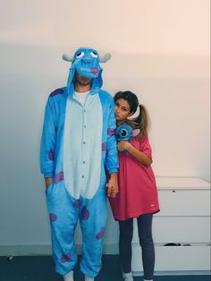 Couples Halloween Costume Family Friendly, Couple Halloween Costumes Boo And Sully, Cute Couple Custome Ideas, Sullivan And Boo, Vintage Couples Halloween Costumes, Monsters Inc Costumes Couple, Cute Relationship Halloween Costumes, Silly And Boo Couples Costume, Coustomes Idea Halloween Couple