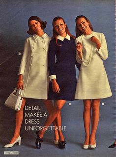 1969 Sears Women In Dresses, 60’s Fashion, Fashion 1960s, Three Women, Sixties Fashion, Look Retro