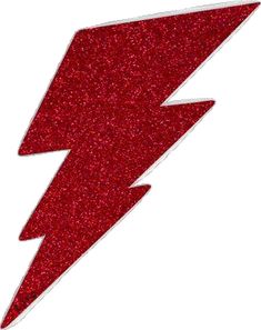 a red lightning bolt with glitter on it