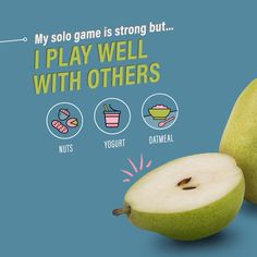 two pears with the words, my solo game is strong but i play well with others