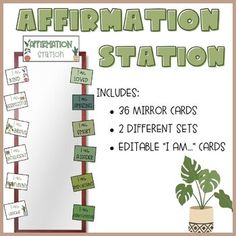 the affirmation station includes three mirror cards and two different sets