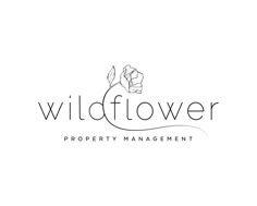 the logo for wildflower property management, which has been designed to look like a rose